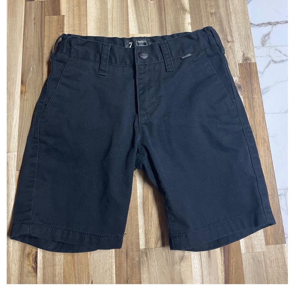 Hurley Boys Black‎ Chino Walk Shorts Size 7 Adjustable Waist School Uniform